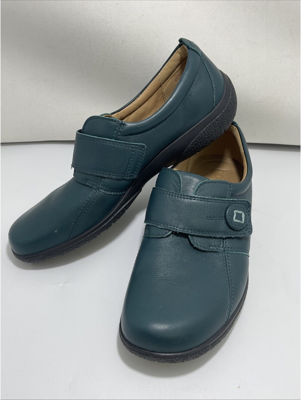 HOTTER Comfort Concept Sugar Leather Loafers Size 10 Sage Green - EUC